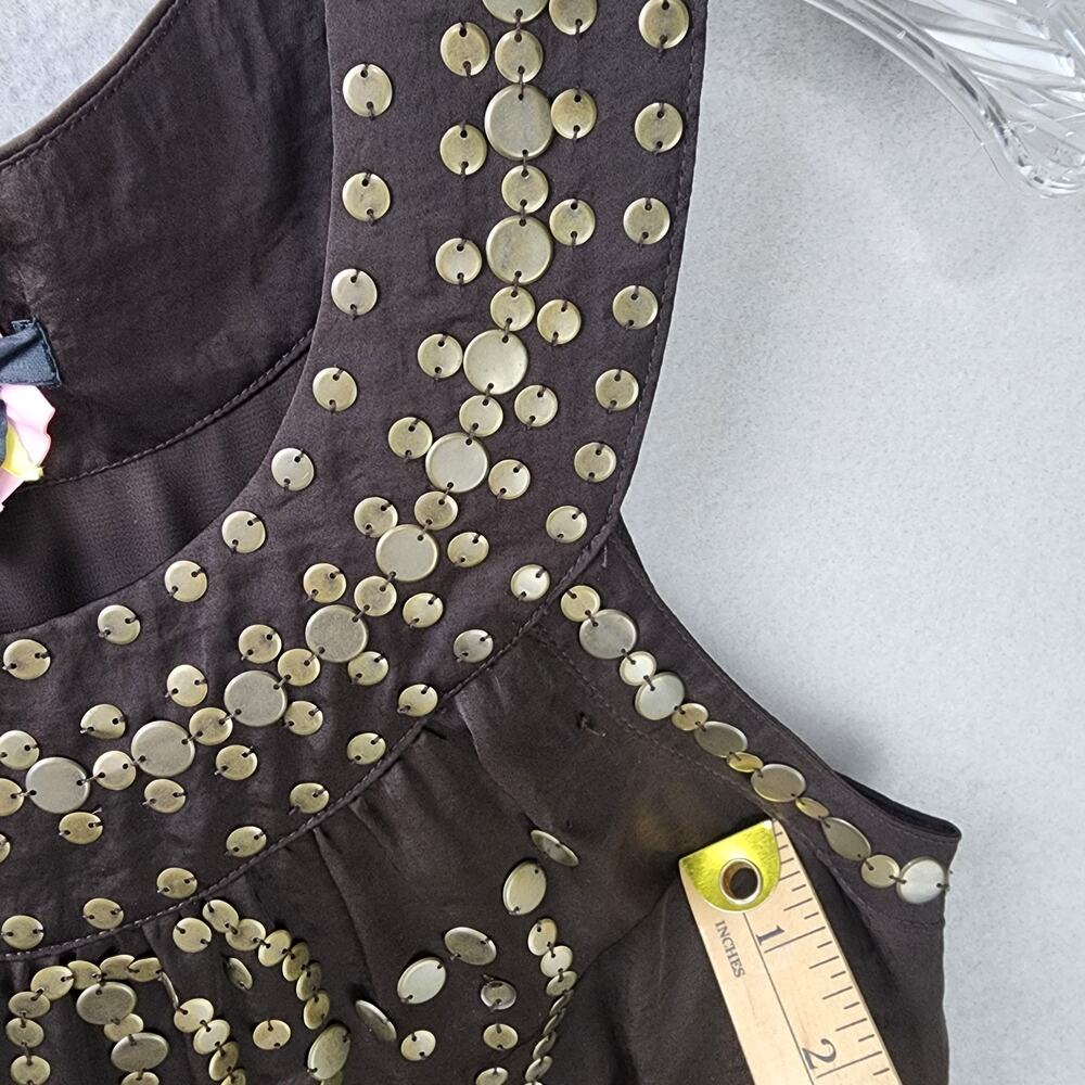 Alfani Shift Dress Size 2 Brown Metal Embellishments Lined Sleeveless - Picture 8 of 10